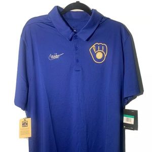 Nike Milwaukee Brewers Cooperstown Collection Polo Shirt Size XL Mens NWT